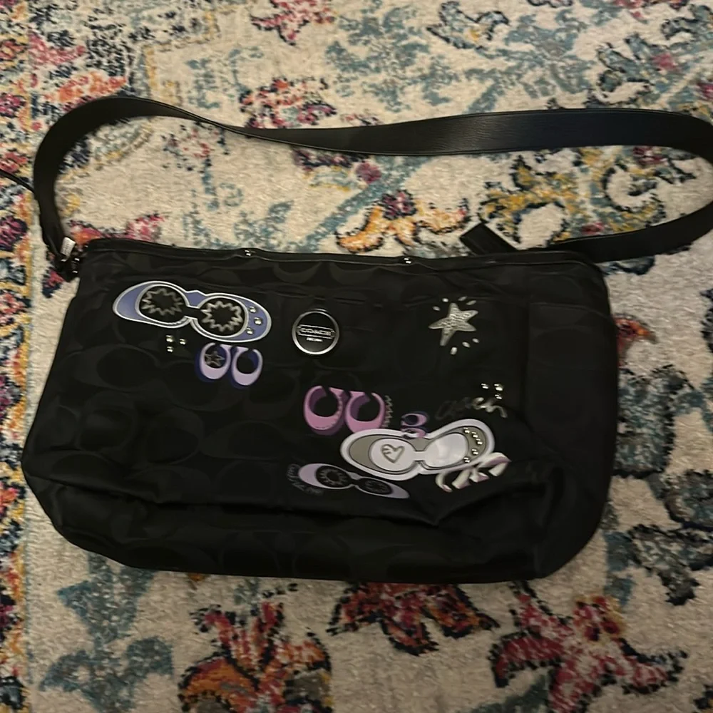 💖Coach Poppy // carry-all purple, black classic C tote